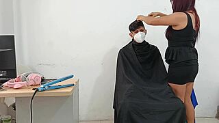 My hairdresser client fuck turns into kinky domination roleplay