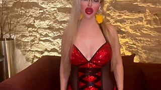 Goddess belly dancer with glasses fucks real doll