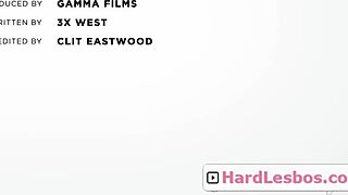 Scarlett Sage's petite skinny blonde teen body seduced by Savannah Bond's big tit lesbian milf fingering lick