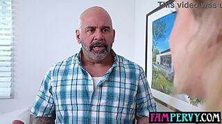 Stepdad shows condom to petite teen but she rides his raw cock doggystyle anyway