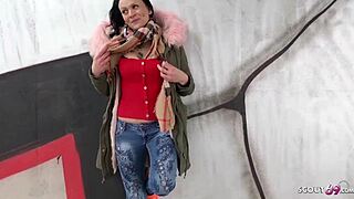 german scout picks up teen from berlin street for rough outdoor monster cock fuck