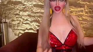 Goddess belly dancer with glasses fucks real doll