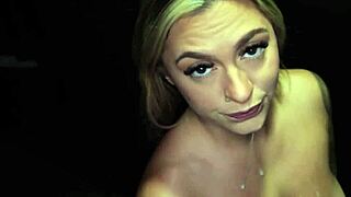 Linda gulps 10 cumshots tongue out gloryhole fuck cum on face swallow liquid lunch