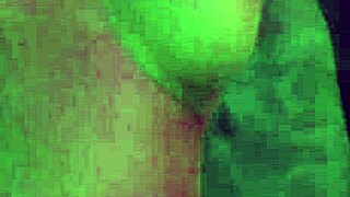 blonde angel with huge tattooed tits fingers her pussy before lesbian babes strap on fuck her hard