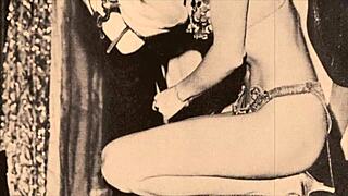 vintage hairy beauty bent over doggystyle in outdoor retro paradise