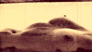 vintage hairy beauty bent over doggystyle in outdoor retro paradise