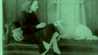 vintage hairy beauty bent over doggystyle in outdoor retro paradise