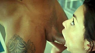 big black cock pounding makes green-eyed babe scream wild during interracial creampie fuck
