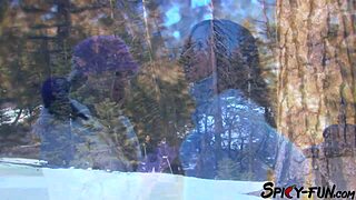 busty amateur bends over for doggystyle pounding amid mountain glamour views