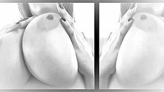 twin busty babes oil up bouncing huge natural hooters