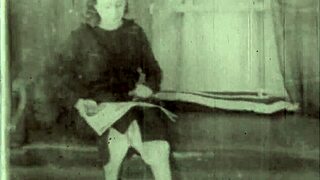 vintage hairy beauty bent over doggystyle in outdoor retro paradise