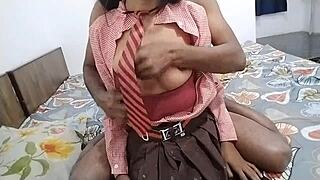 Indian Schoolgirl Sneaks Bedroom Quickie Bent Over Big Cock After Class