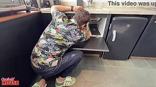 Hubby Watches Wife's Holes Filled By Plumbers' Huge Cocks Moaning