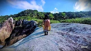 can you handle this biker goth brunette going wild with anal and sloppy deepthroat on the beach?