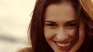 Adorable Skinny Demi Fray Strips Naked Posing On Rocks