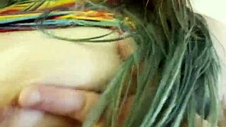 bbw joan day in rainbow outfit shakes fat ass saggy tits solo play tease