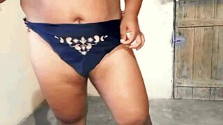 Esposa bbw shakes her massive big ass in thong panties gifted by horny neighbor stud!