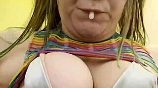 bbw joan day in rainbow outfit shakes fat ass saggy tits solo play tease