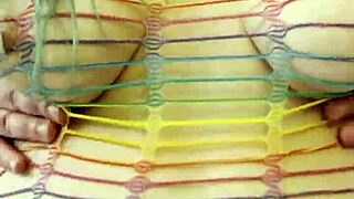 bbw joan day in rainbow outfit shakes fat ass saggy tits solo play tease