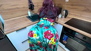 Stepmom's meaty tits and elastic ass beg stepson for kitchen dick suck then bed pussy ass fuck