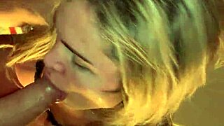 Brazilian shemale beauty sucks massive white cock