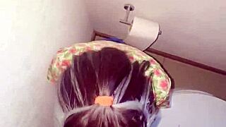 skinny latina college party girl gets fucked hard in house bathroom toilet