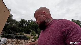 Curvy Big Natural Boobs Step-Daughter Seduces Old Stranger for Poolside Anal