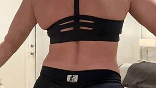 A muscular housewife flexes her powerful body for all the devoted fans who crave that intense display