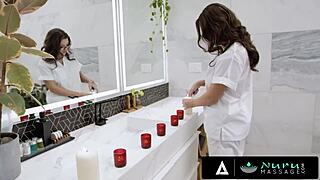 Busty MILF Elizabeth Skylar Rides Step-Son's Cock During Nuru Massage Fuck!