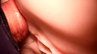 close up rear entry stretches her smooth shaved fuck doll pussy wide