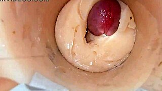 Tight pussy camera catches huge cum explosion inside!