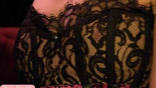 Jeny Smith fingers nylon stockings in red corset tease photoshoot!