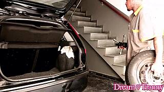 Hey, wanna see big ass tranny Yanka Costa stuff her cock down his throat?