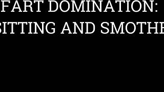 mistress farts in slave's mouth while vibrator fucks her hairy pussy