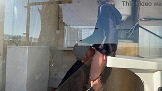 Hey neighbor watch this hot milf get her pussy licked to orgasm in the laundry room