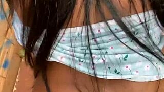 brazilian latina sneaks ass fuck behind favela wall public lingerie tease