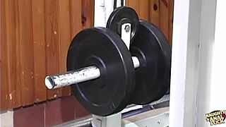 Smoking Blonde Anal Rammed by Fat Cock Gym