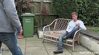 Husband hides in closet watching wife take big cock doggystyle from stranger