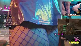 gamer girl in kitty bikini slobbers hungrily on throbbing cock