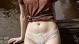 lingerie models by amsterdam canals tease panties and bare feet