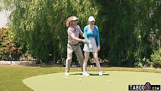 Milf Learns Golf from Two Shemales' Hard Double Fuck Lessons