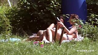 Lesbian Babes Feel Ecstatic Kissing Clits Outdoors