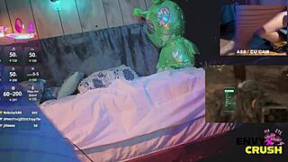 gamer girl in kitty bikini slobbers hungrily on throbbing cock