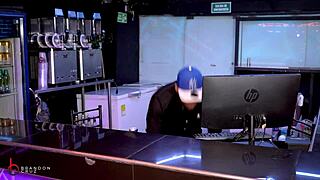 bartender asks andrea castro wanna fuck risky at work on this big cock now?