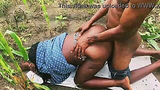 I'm bent over the farm fence taking big black cock doggystyle in country nature with my curvy ass