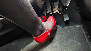 Redhead Voyeur Pedal Pumps Heels Nylon Leggings Car to Office