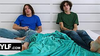 nosy teen milf caught leads to mmf spitroast with hairy tits out