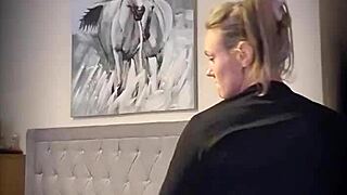 Blonde Milf Teases with Slow Striptease Ripping Clothes Off
