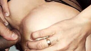 hey check this russian mature couple's homemade lingerie anal collection in stockings