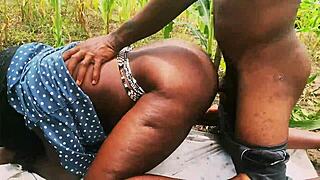 I'm bent over the farm fence taking big black cock doggystyle in country nature with my curvy ass